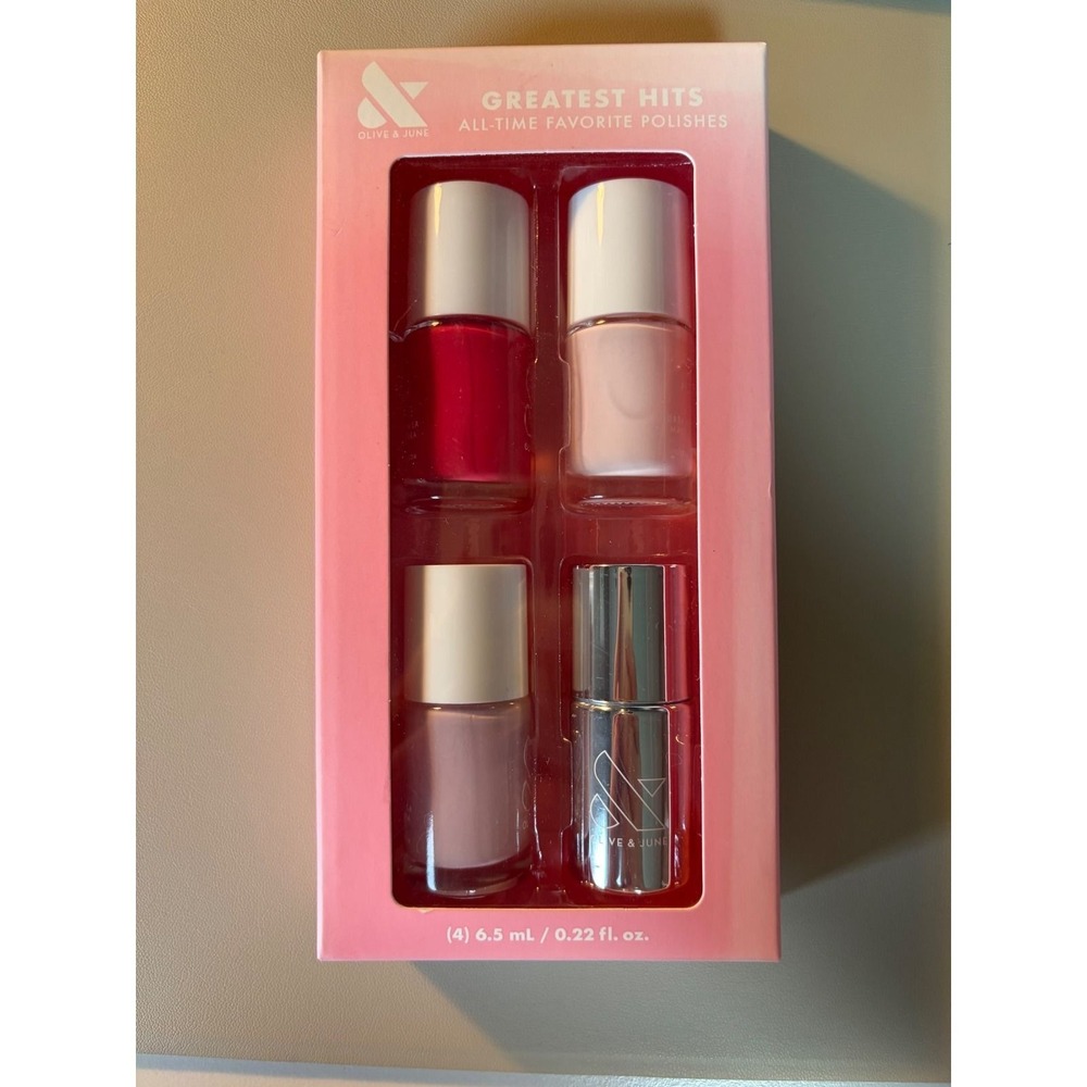 Olive & June Greatest Hits Mini Nail Polish Set 4 Piece Hibiscus Pink Sands New